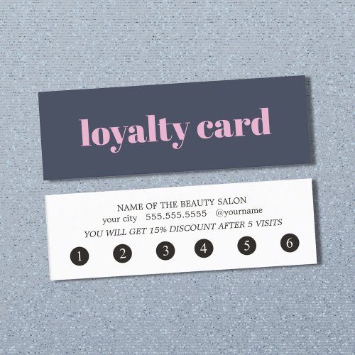 Simple Elegant Blue Pink Loyalty Card