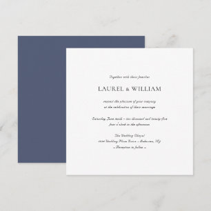 Simple Elegant Blue Square Wedding Invitation