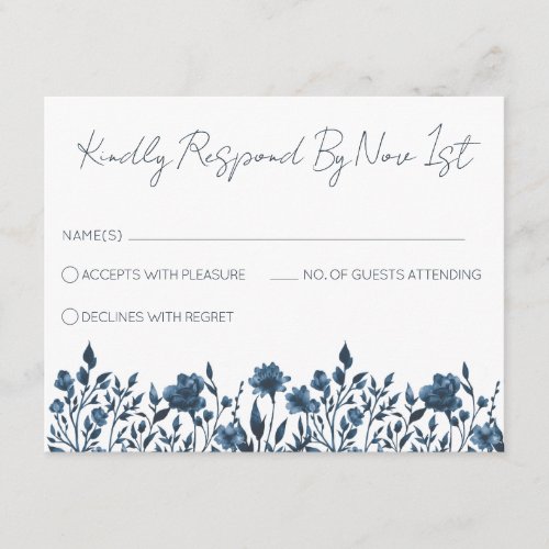 Simple Elegant Blue Wedding Enclosure Card