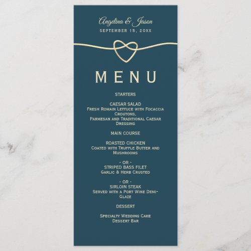 Simple Elegant Blue Wedding Menu