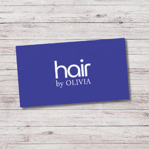Simple Elegant Blue White Hair Stylist Business Card