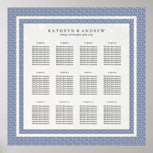 Simple Elegant Blue+White Seigaiha Seating Chart