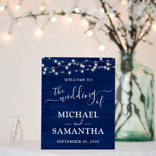 Simple Elegant Blue Wood Rustic Wedding Foam Board