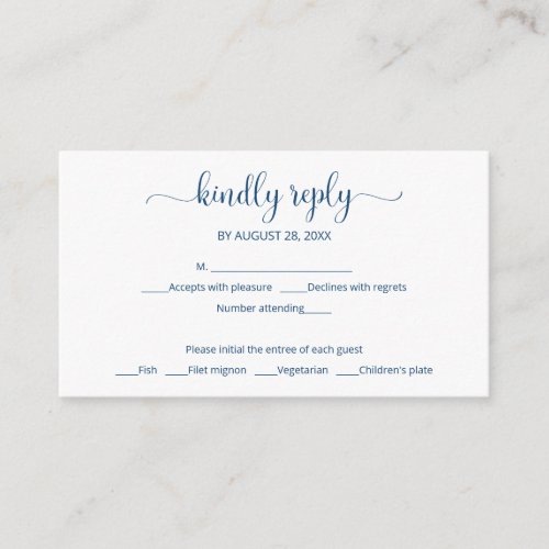 Simple elegant blue wording wedding rsvp enclosure card