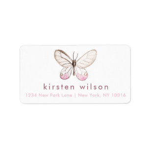 Simple & Elegant Blush Butterfly Address Labels