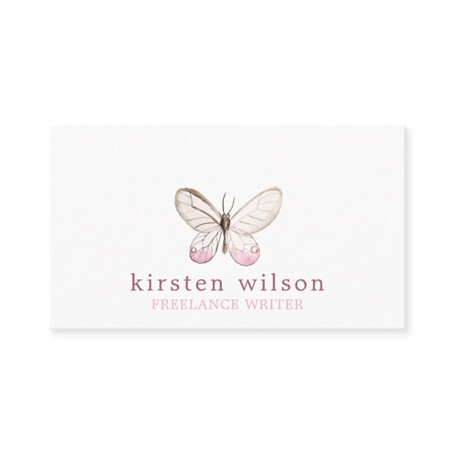 Simple & Elegant Blush Butterfly Business Card