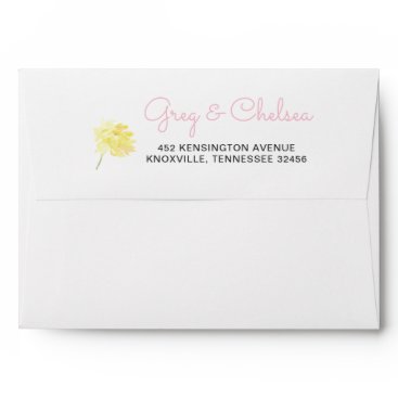 Simple Elegant Blush Floral Wedding Envelope