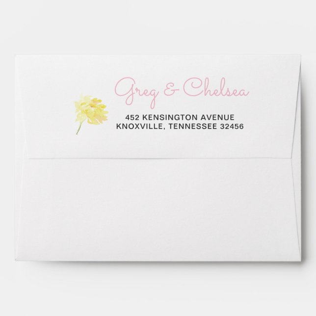 Simple Elegant Blush Floral Wedding Envelope (Back (Top Flap))