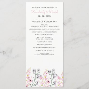 Simple Elegant Blush Floral Wedding Program