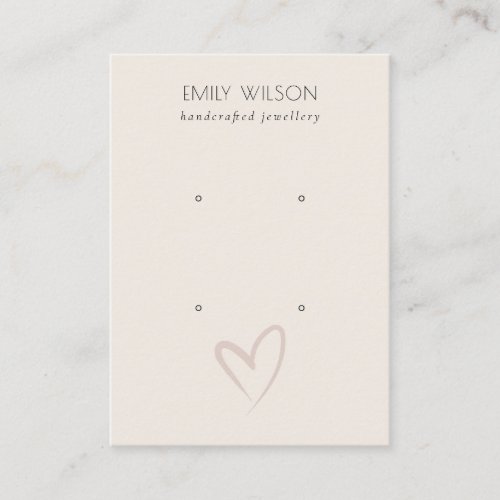 Simple Elegant Blush Heart 2 Stud Earring Display Business Card
