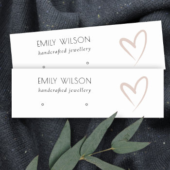 Simple Elegant Blush Heart Stud Earring Display Mini Business Card by JustJewelryDisplay at Zazzle