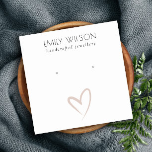 Simple Elegant Blush Heart Stud Earring Display Square Business Card
