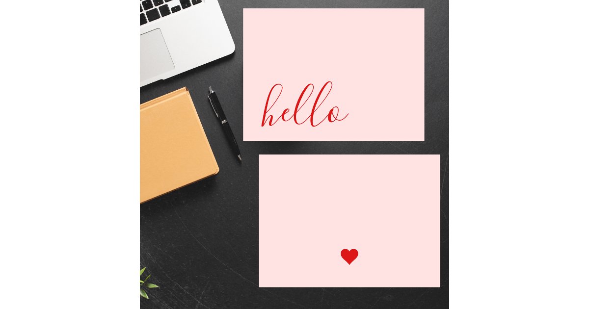 Red Heart Note Card Simple Elegant Blush Pink and Red Heart Note Card | Zazzle