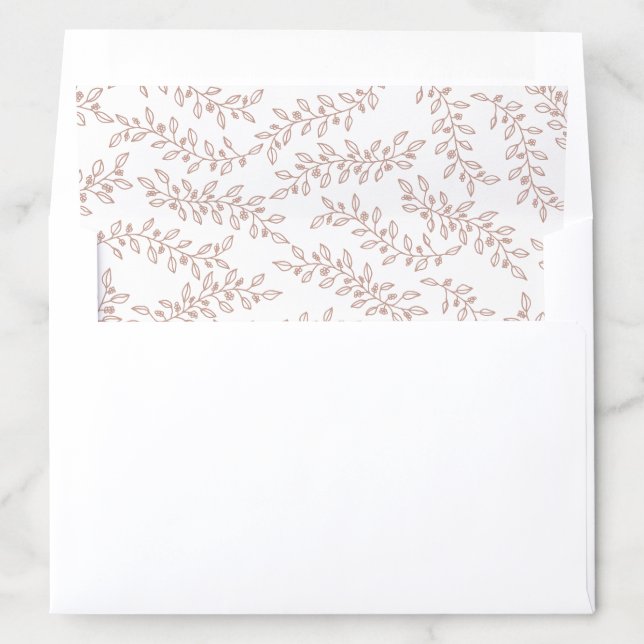 Simple Elegant Blush Pink Boho Botanical Wedding Envelope Liner (In Envelope)