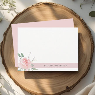 Simple Elegant Blush Pink Floral Note Card