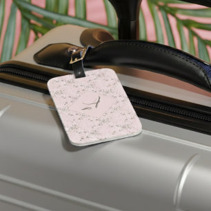 Simple Elegant Blush Pink Glitter Pattern Monogram Luggage Tag