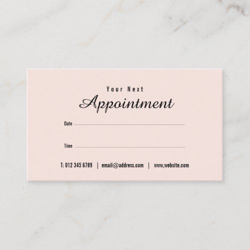 Simple Elegant Blush Pink Script Appointment Card