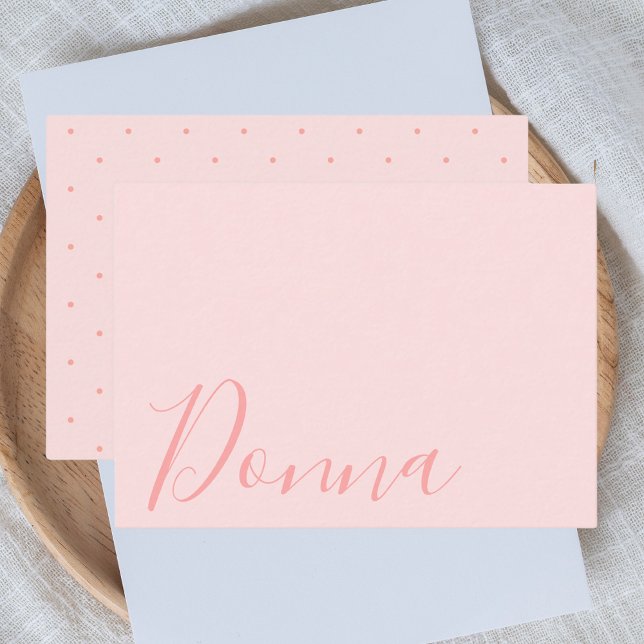 Simple Elegant Blush Pink Script Name Note Card (Creator Uploaded)