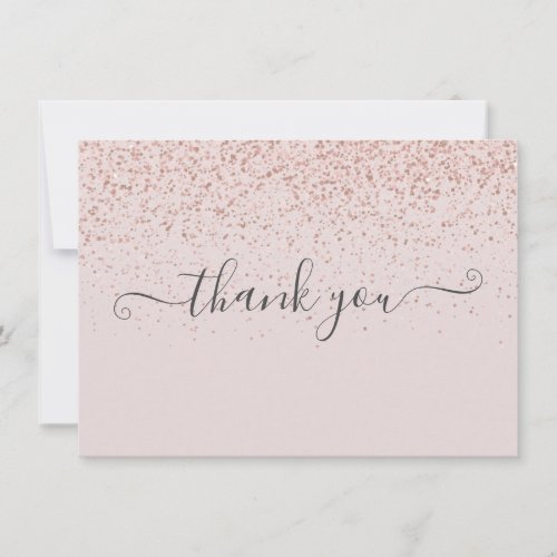Simple Elegant Blush Pink Script Photo Thank You Card