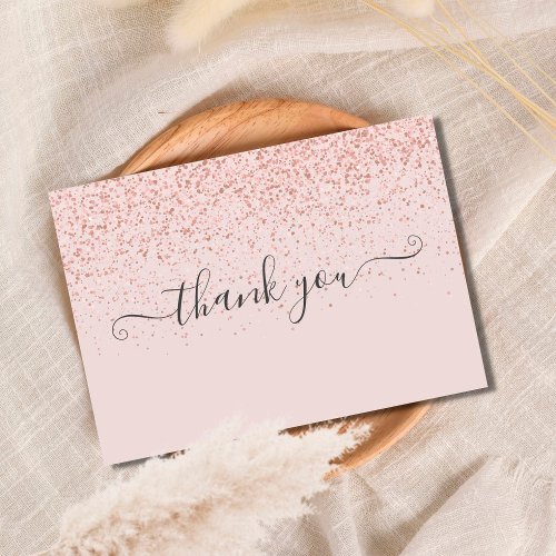 Simple Elegant Blush Pink Script Thank You Card