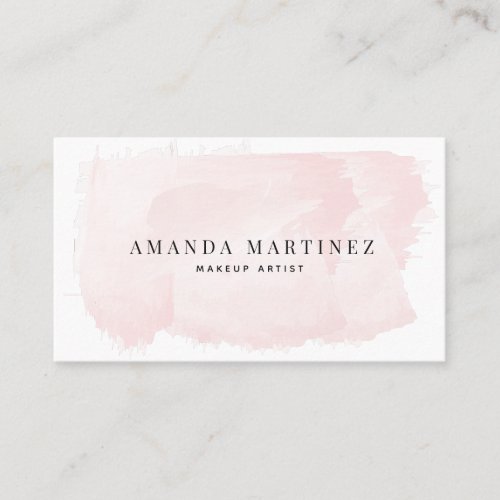 Simple Elegant Blush Pink Watercolor Social Media Business Card