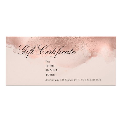 Simple Elegant Blush  Rose Gold Gift Certificate