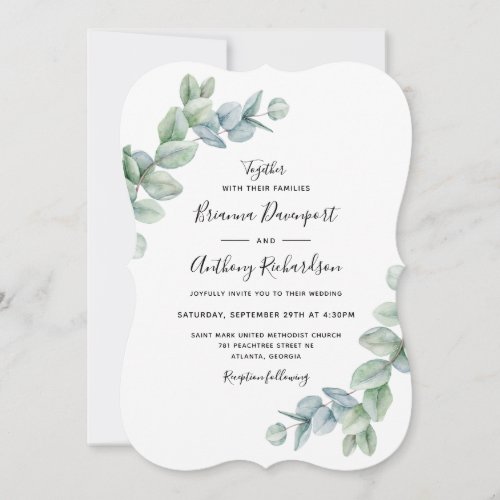 Simple Elegant Boho Eucalyptus Greenery Wedding Invitation