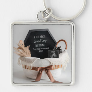 Simple elegant boho pregnancy announcement gift keychain
