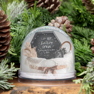 Simple elegant boho pregnancy announcement snow globe