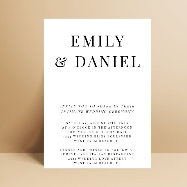 Simple Elegant Bold Intimate Courthouse Wedding  Invitation (Creator Uploaded)
