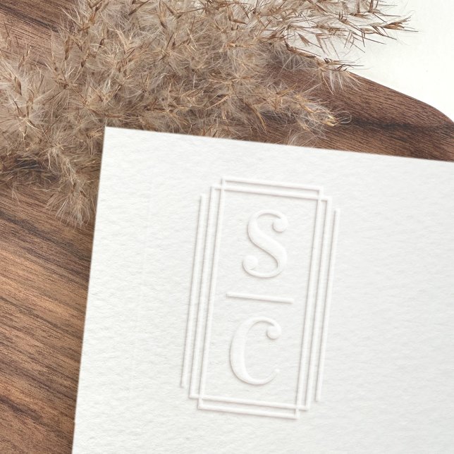 Simple elegant border couples monogram initials embosser (Creator Uploaded)