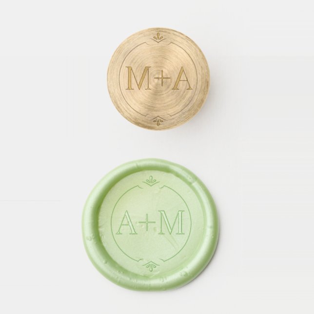 Simple elegant border initial monogram wax seal stamp (Stamped)