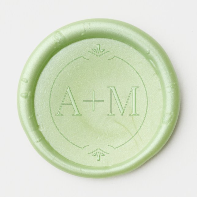 Simple elegant border initial monogram wax seal sticker (Front)