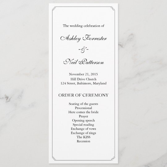 Simple Elegant Border Wedding Ceremony Program | Zazzle.com