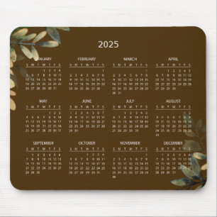 Simple Elegant Botanical 2025 Calendar   Mousepad