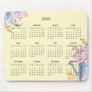 Simple Elegant Botanical 2026 Calendar   Mousepad