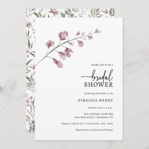 Simple Elegant Botanical Bridal Shower Invitation