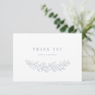 Simple elegant botanical dusty blue thank you card