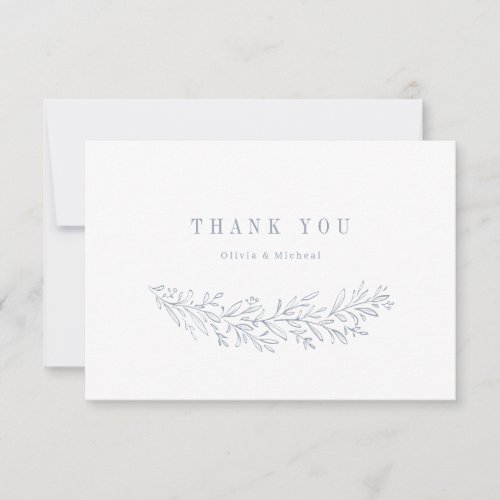 Simple elegant botanical dusty blue thank you card