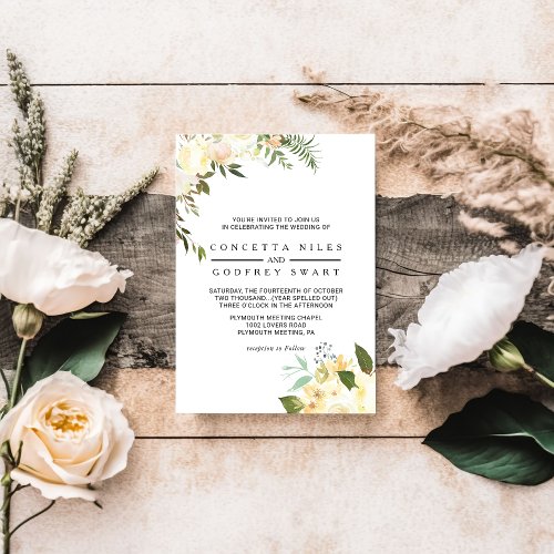 Simple Elegant Botanical Floral wedding Invitation