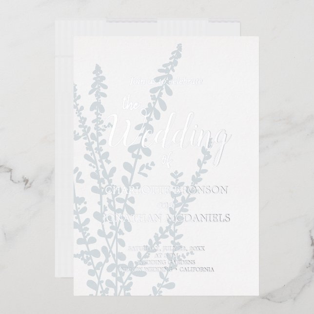 Simple Elegant Botanical Leaves Wedding  Foil Invitation (Envelope)
