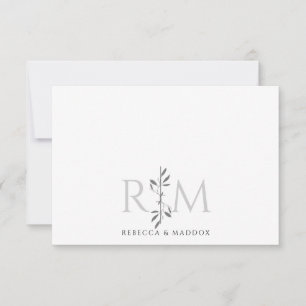 Simple Elegant Botanical Monogram Rustic Couple Note Card