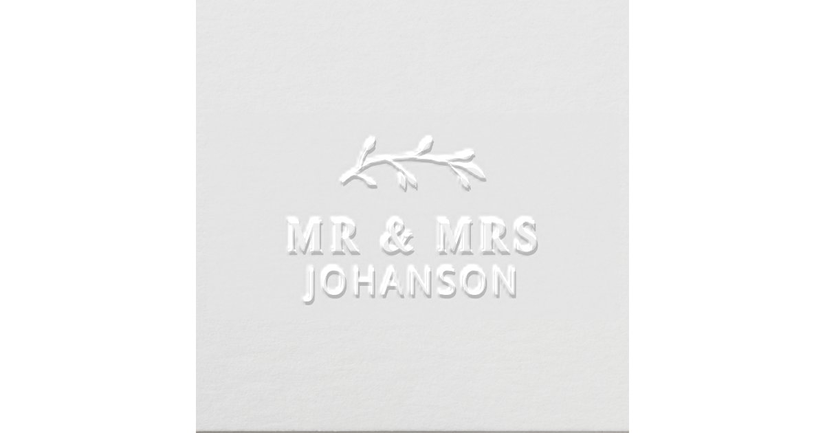 Simple Elegant Botanical Mr & Mrs Wedding Embosser | Zazzle