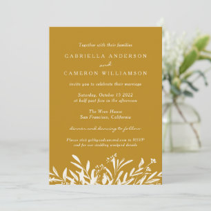 Simple Elegant Botanical Mustard Boho Wedding Invitation