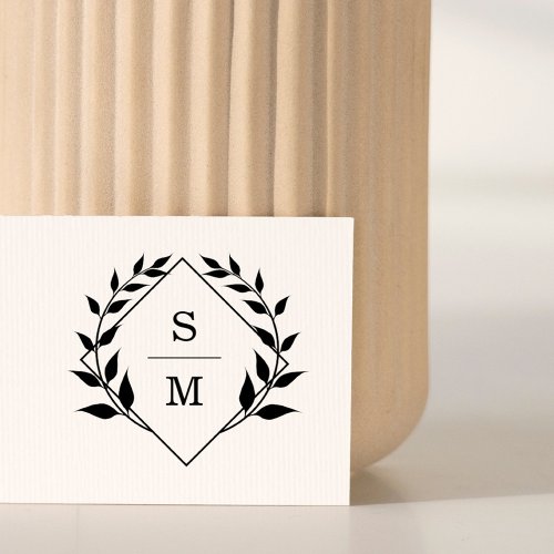 Simple Elegant Botanical Names Initials Wedding Self_inking Stamp