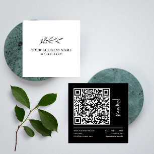 Simple Elegant Botanical QR Custom Business  Square Business Card