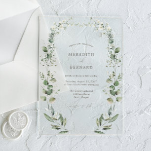 Simple Elegant Botanical Wedding Acrylic Invitations