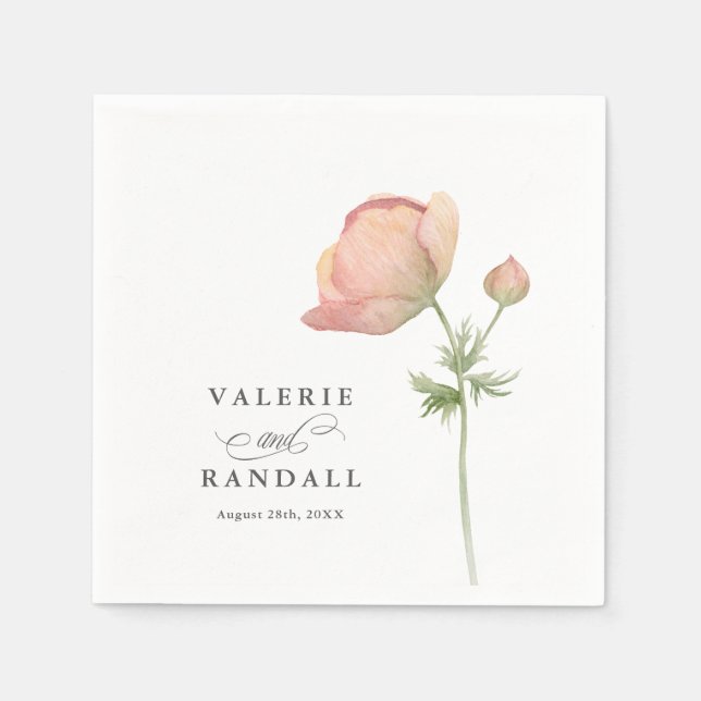 Simple Elegant Botanical Wedding Napkins (Front)