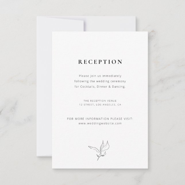 simple elegant botanical wedding reception card (Front)