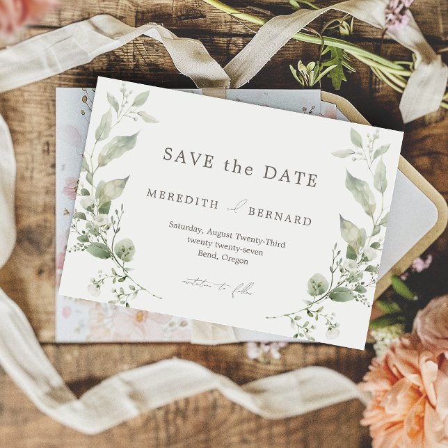 Simple Elegant Botanical Wedding Save The Date (Creator Uploaded)